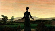Gemälde "Frau vor der untergehenden Sonne" (auch "Frau in der Morgensonne"), gemalt um 1818 von Caspar David Friedrich